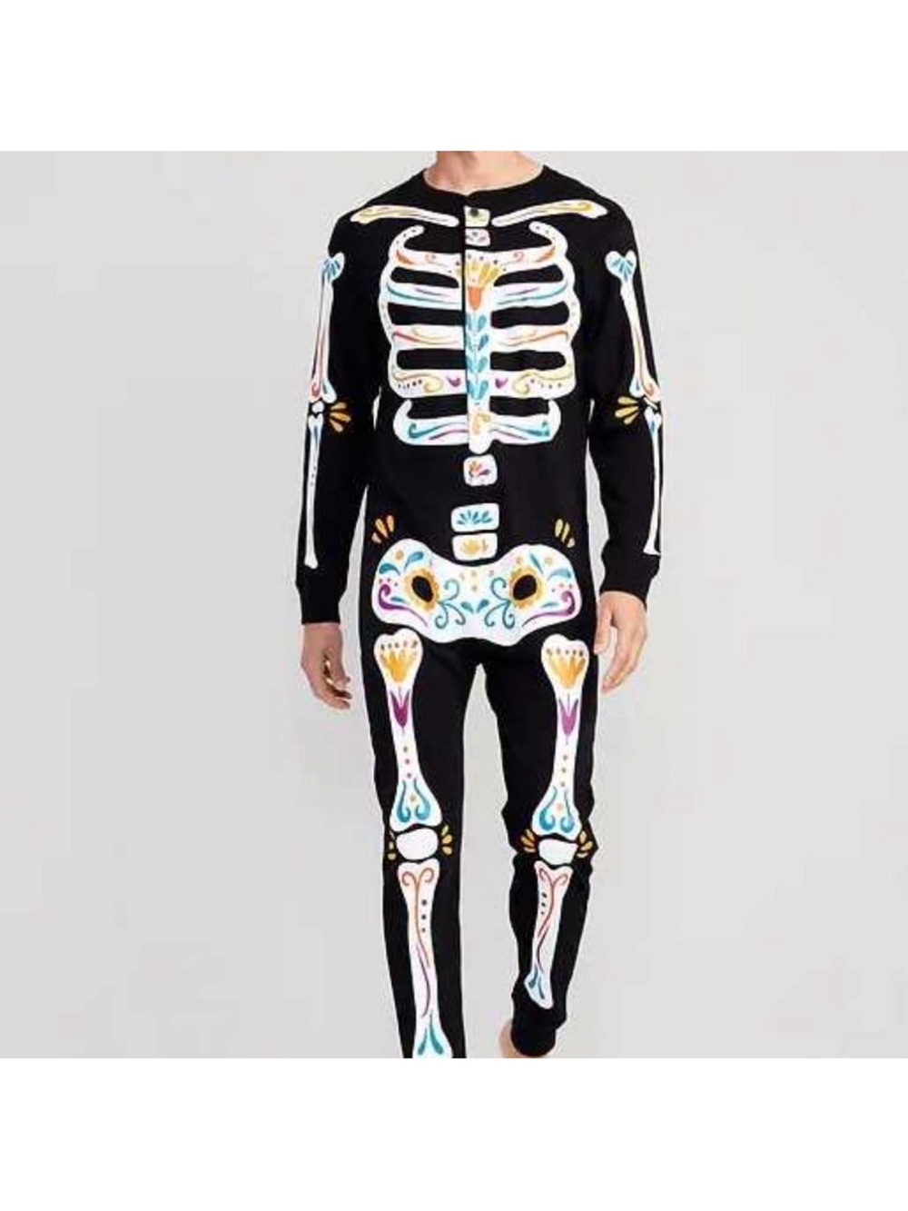 NWOT Old Navy Skeleton Dia de los Muertos Halloween Onesie Men’s XXL